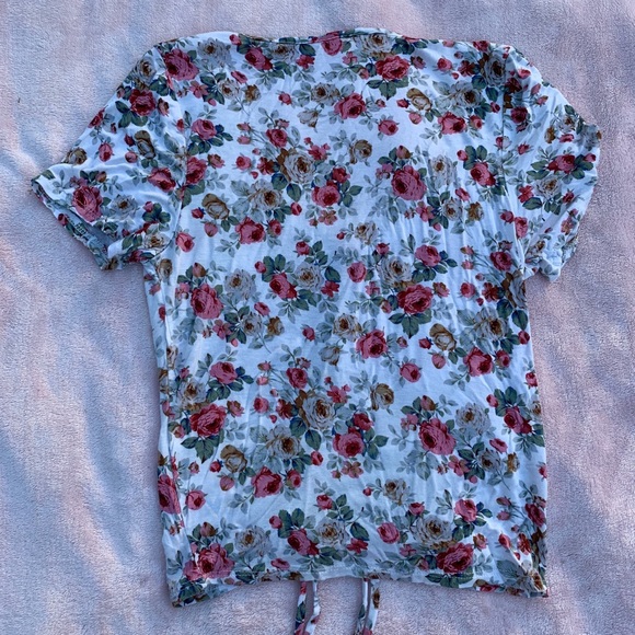 Floral Ruched Drawstring Blouse Top - Picture 3 of 4